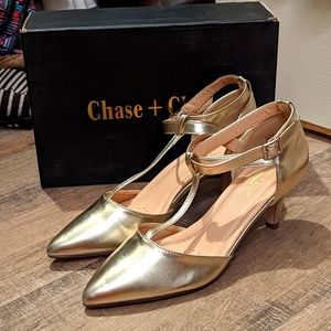 🛍️ Chase + Chloe Light Gold Ellie T-Strap Pump
